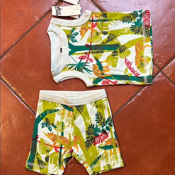 NWT Tea Collection Jungle Print Leopard Kids Matching Set - Picture 1 of 10